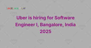 Uber is hiring for Software Engineer I, Bangalore, India 2025